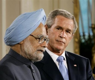 Manmohan Singh e Jeorge W Bush